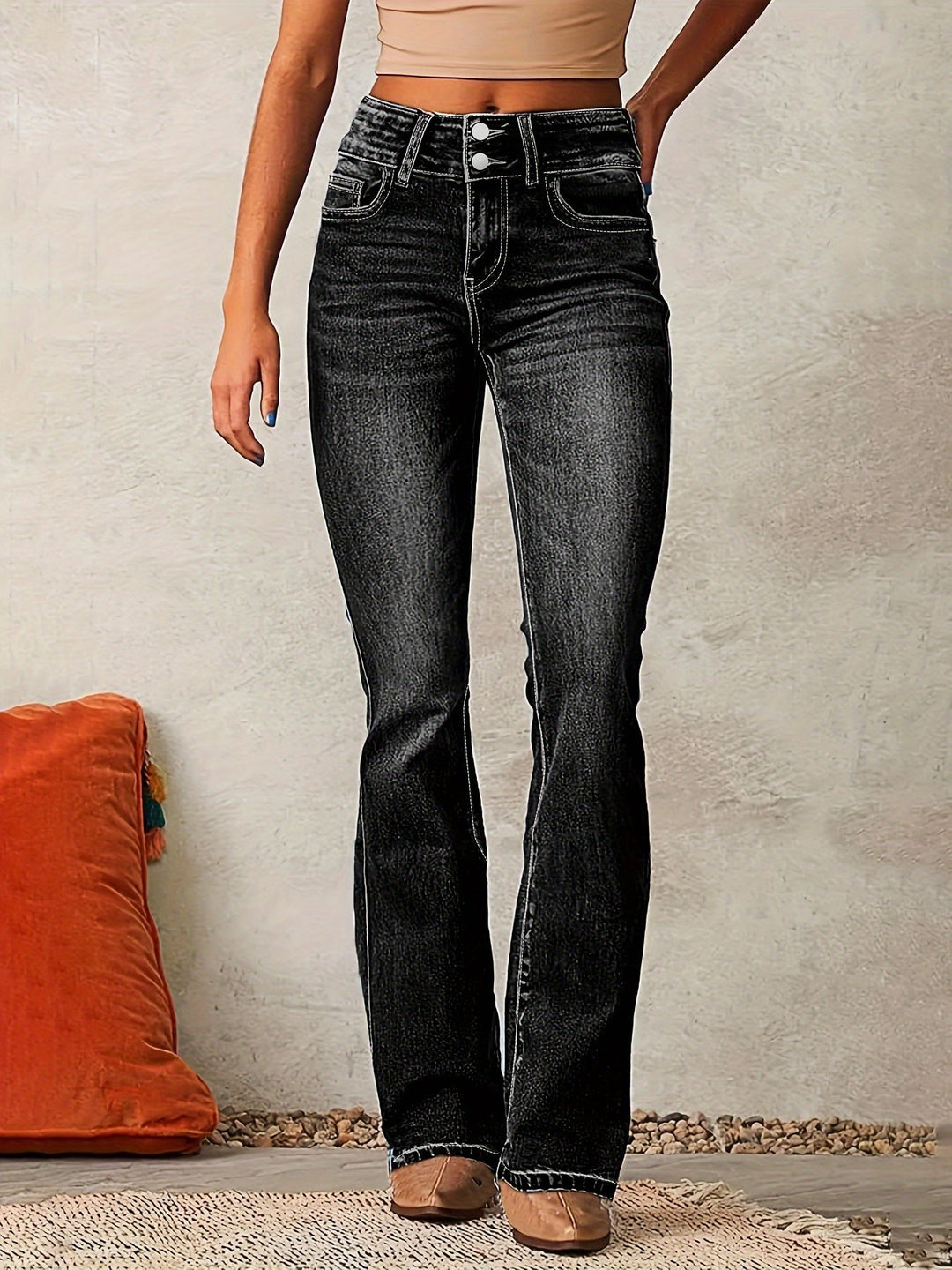 Elviera - High-Waisted Flared Denim Pants