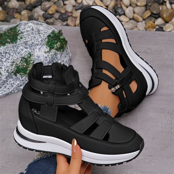 Sandrelle - Lightweight Wedge Zip Sandals
