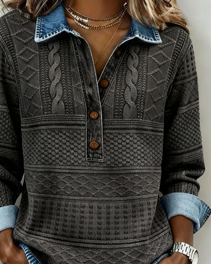 Elara - Relaxed Button Sweatshirt