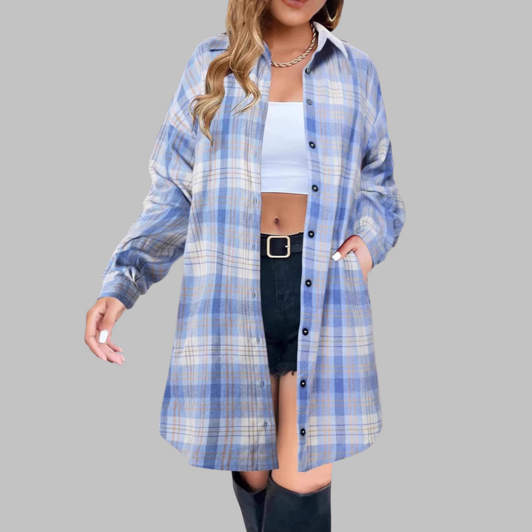 Elvanna - Plaid Button Down Jacket