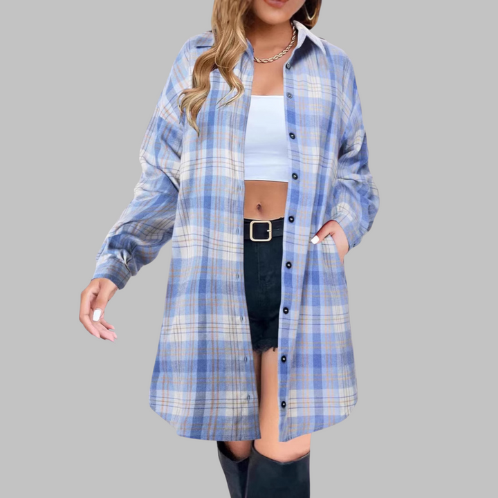 Elvanna - Plaid Button Down Jacket