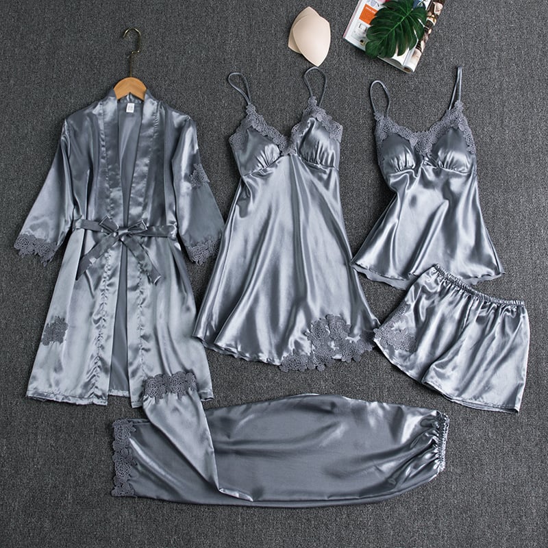 Elegant Women's Nightdress Set - 5 Pieces