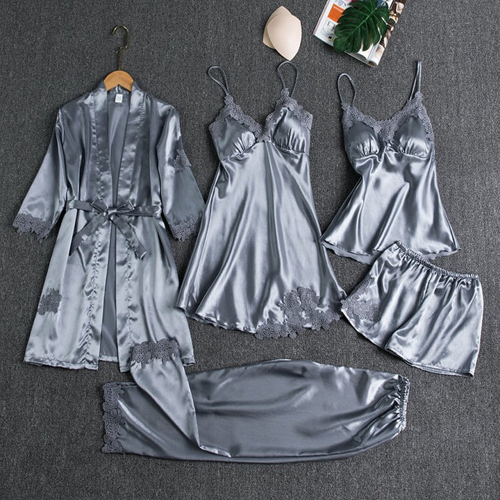 Elegant Women's Nightdress Set - 5 Pieces