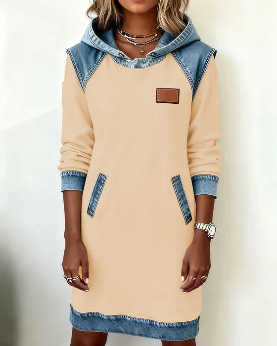 Anna & Rose | Elisavette™ | Casual Contrast Hoodie Dress