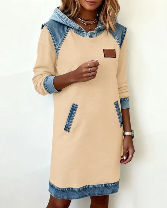 Anna & Rose | Elisavette™ | Casual Contrast Hoodie Dress