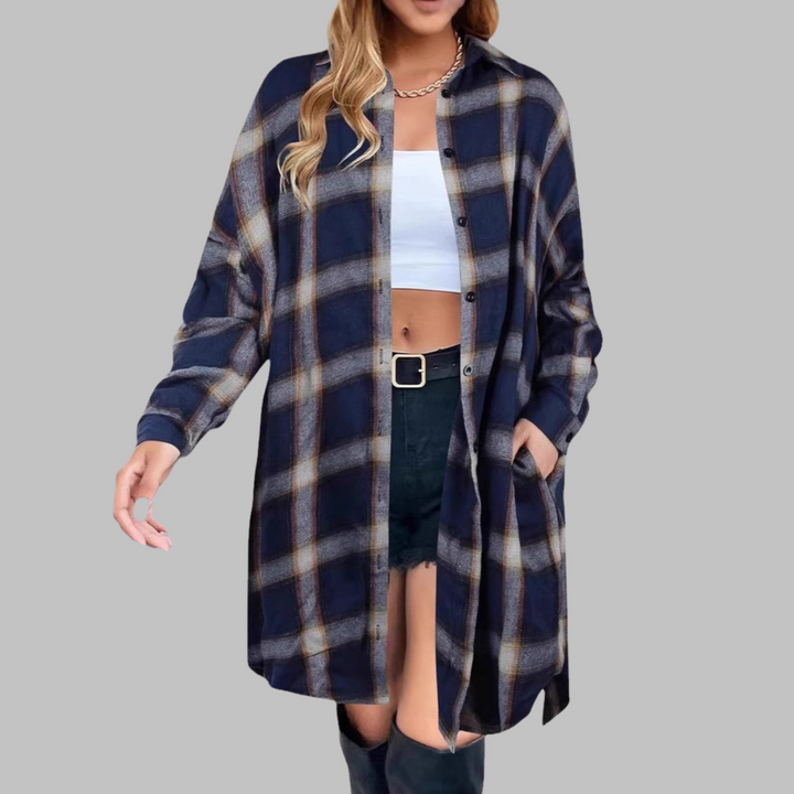 Elvanna - Plaid Button Down Jacket