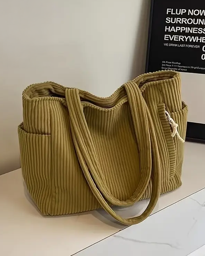 Ravelle - Ribbed Drawstring Tote Bag
