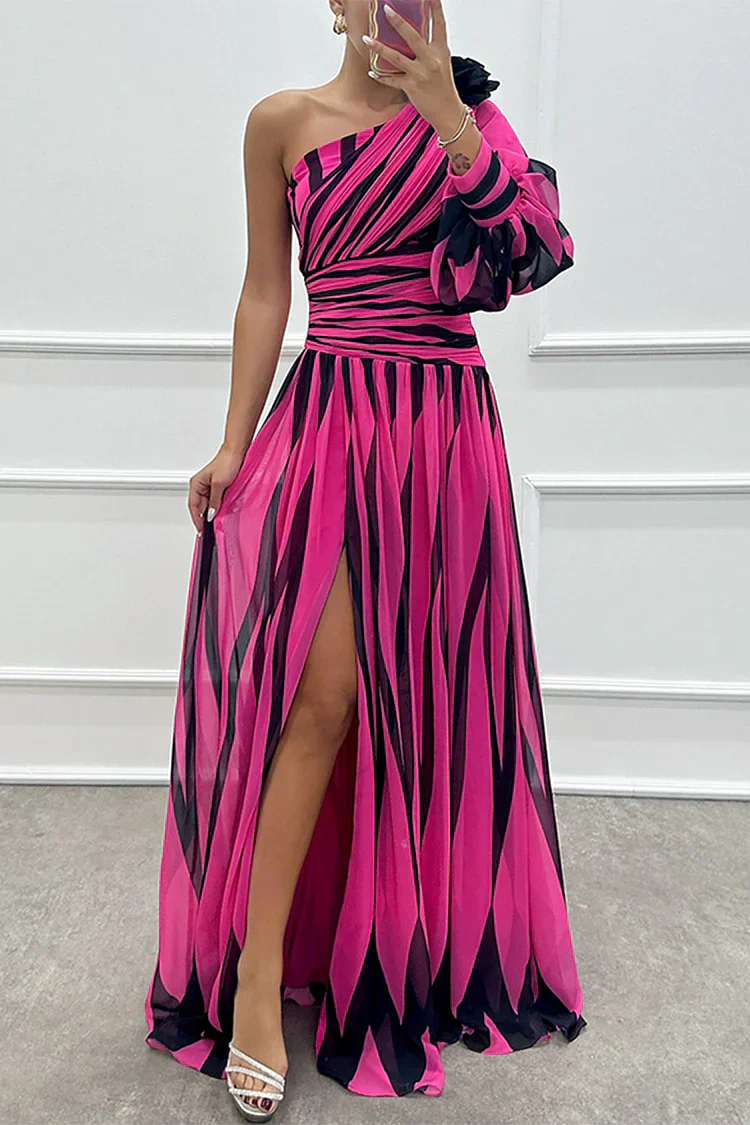 Seraphine – Striped One Shoulder Maxi Dress