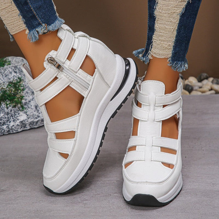 Sandrelle - Lightweight Wedge Zip Sandals