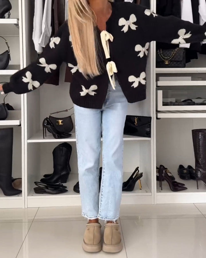 Esmerelle™ - Pearl Ribbon Detail Cardigan