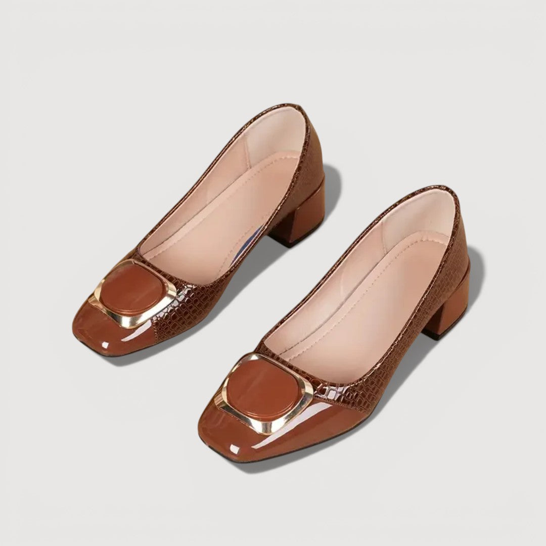 Livara – Croco Block Heel Sandals