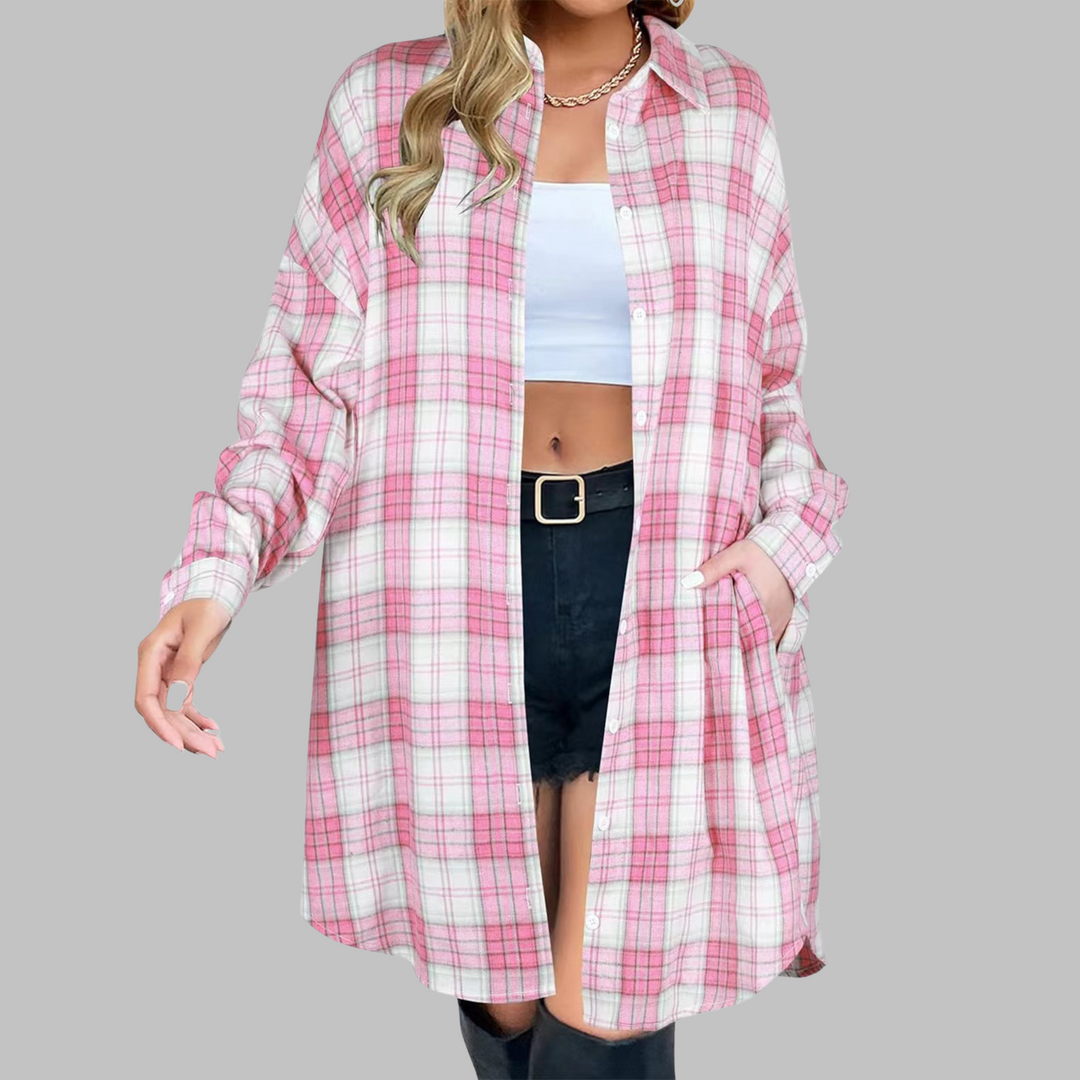 Elvanna - Plaid Button Down Jacket