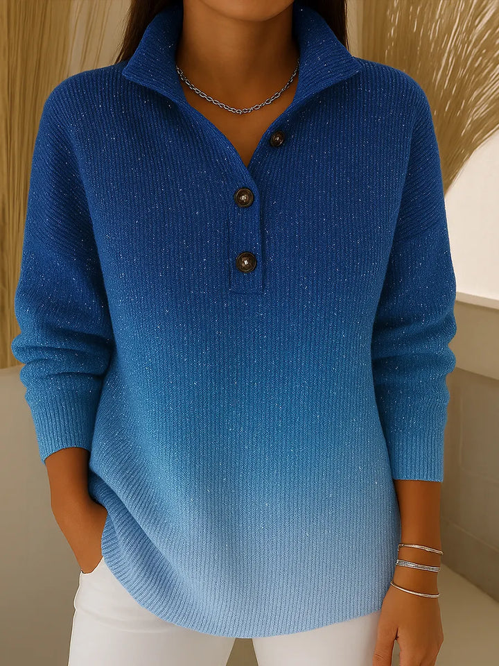 Velora - Gradient Collared Knit Cardigan