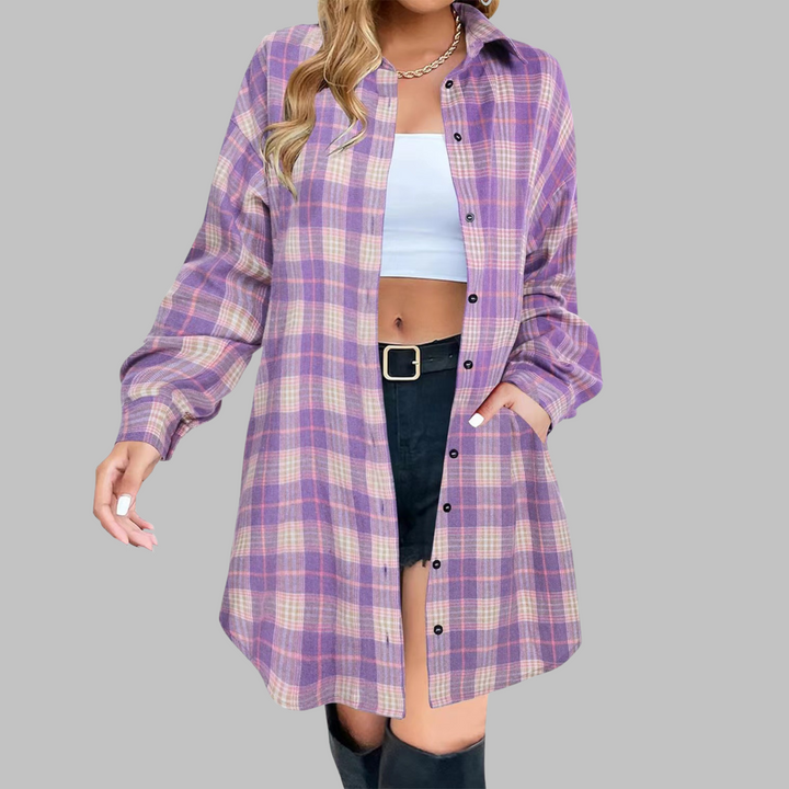 Elvanna - Plaid Button Down Jacket