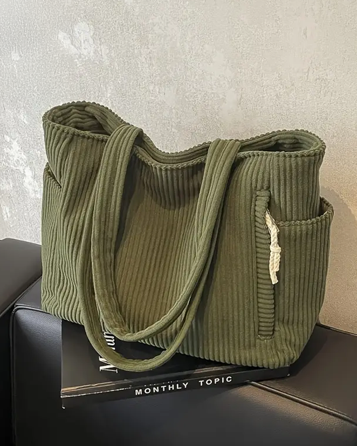Ravelle - Ribbed Drawstring Tote Bag
