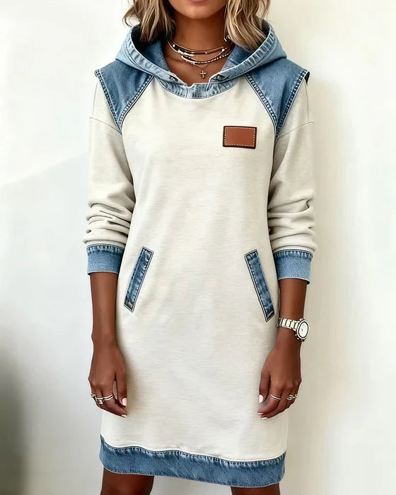 Anna & Rose | Elisavette™ | Casual Contrast Hoodie Dress