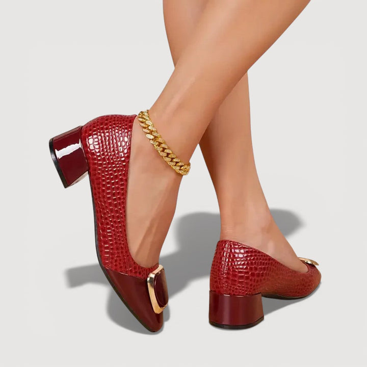 Livara – Croco Block Heel Sandals
