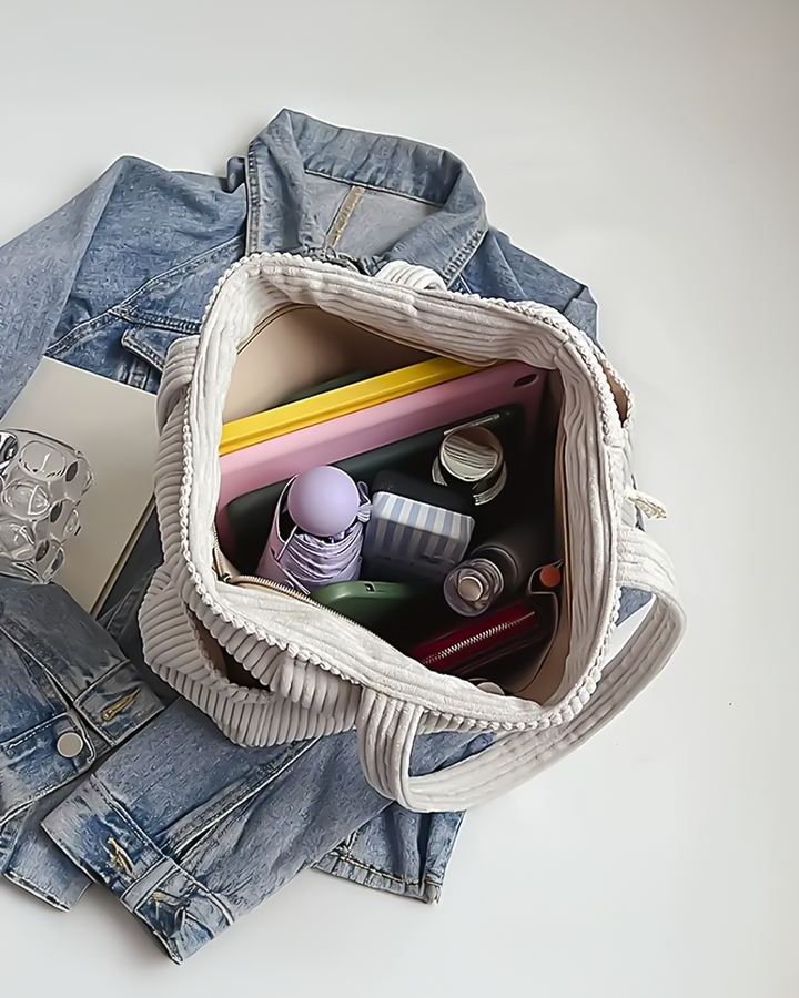 Ravelle - Ribbed Drawstring Tote Bag