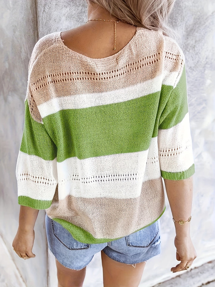 Sorelle - Striped V-Neck Sweater