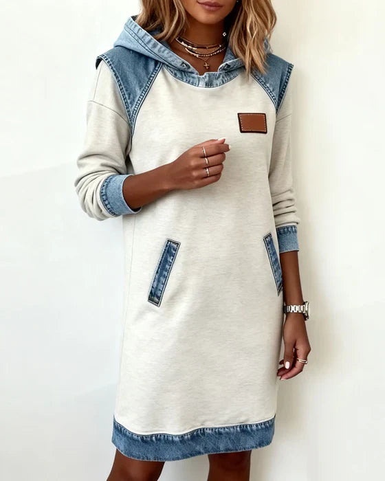 Anna & Rose | Elisavette™ | Casual Contrast Hoodie Dress