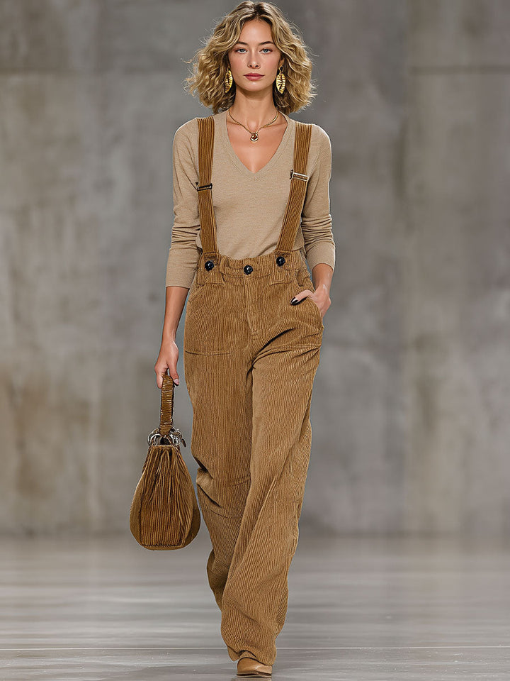 Zariella™ - Corduroy Style Overall Jumpsuit