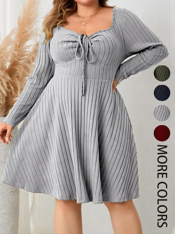 Karelya™ - Plus Size Ribbed Sweetheart A-Line Dress