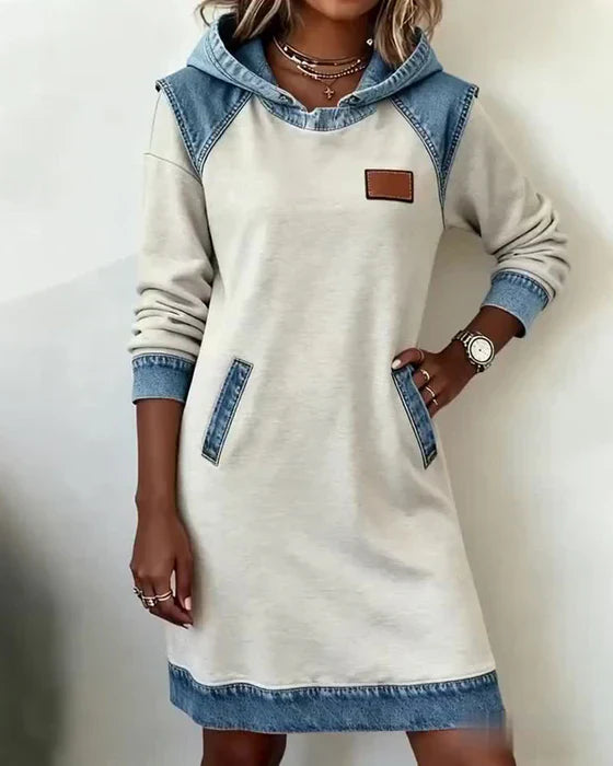 Anna & Rose | Elisavette™ | Casual Contrast Hoodie Dress