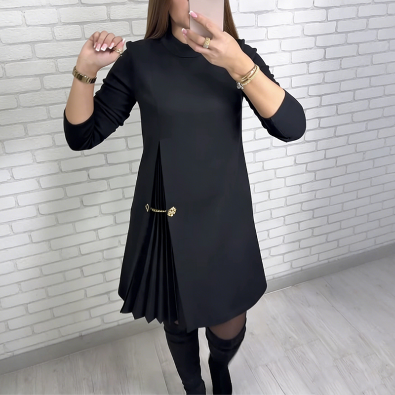 Sylvera - Pleated Long Sleeve Dress