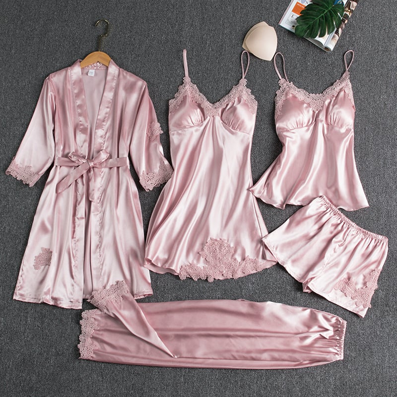 Elegant Women's Nightdress Set - 5 Pieces