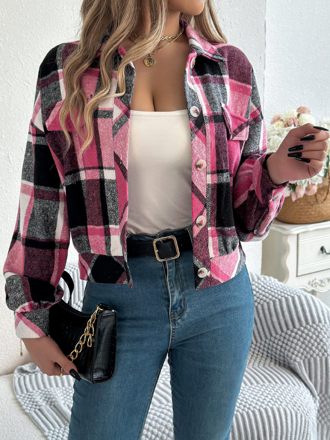 Marvienne - Plaid Button Jacket