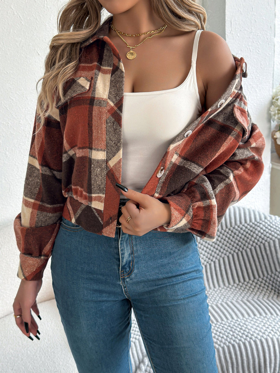 Marvienne - Plaid Button Jacket