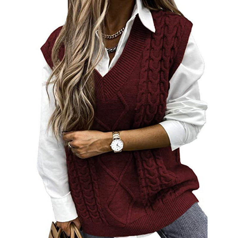 Hanvera™ - Textured V-Neck Knit Vest