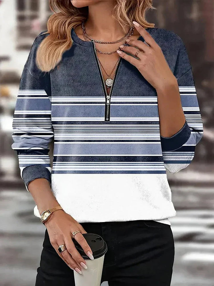 Avelisse – Geometric Zip Neck Sweater