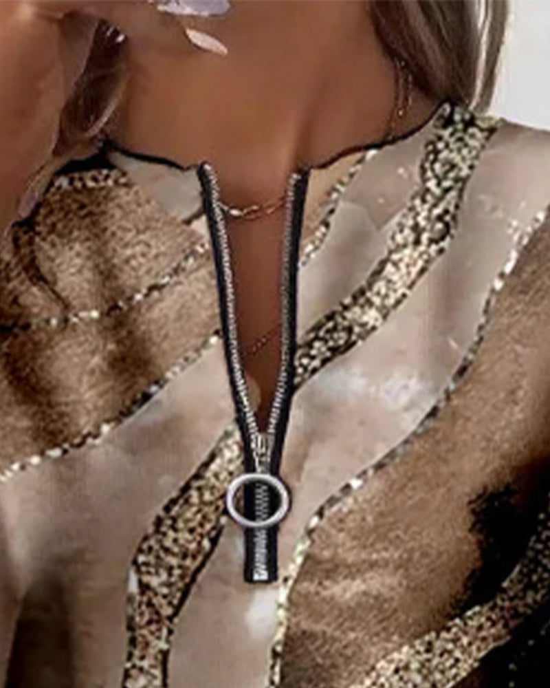 Anna & Rose | Amelienne™ | Half-Zip Sweatshirt with Vintage Print