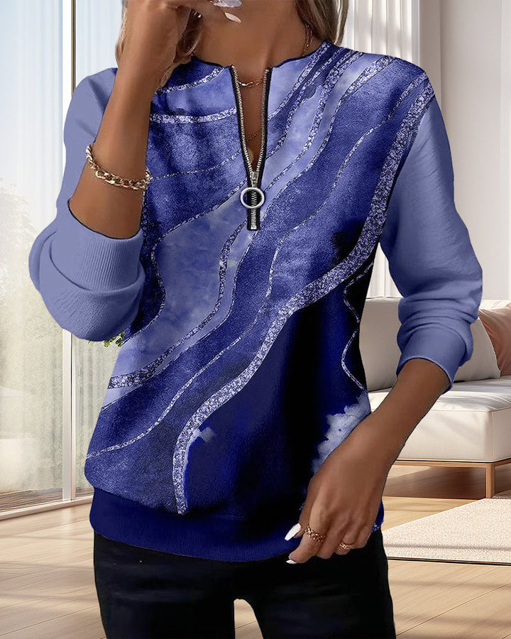 Anna & Rose | Amelienne™ | Half-Zip Sweatshirt with Vintage Print