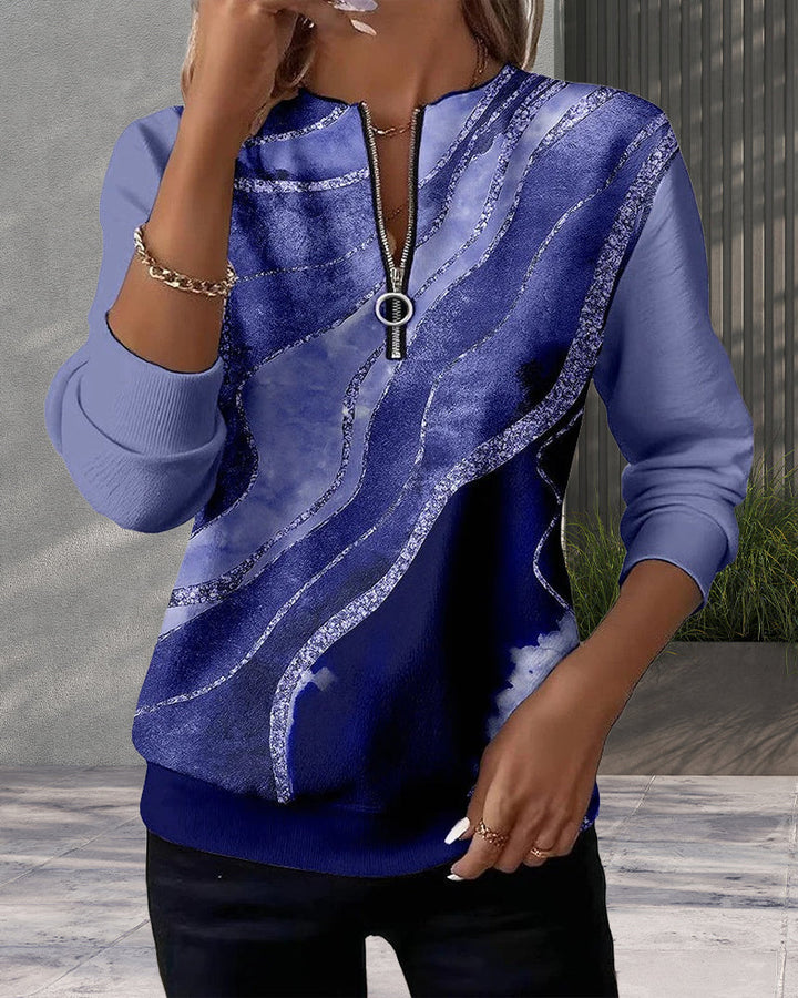 Anna & Rose | Amelienne™ | Half-Zip Sweatshirt with Vintage Print