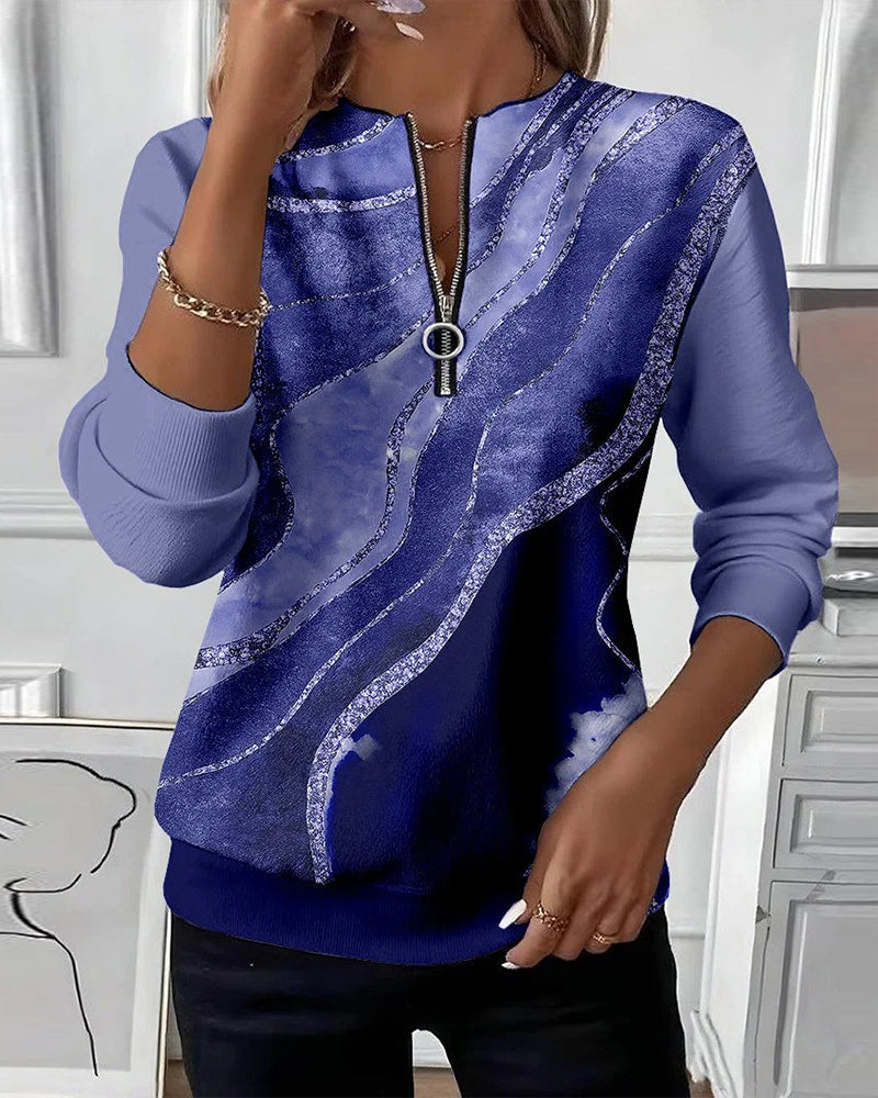 Anna & Rose | Amelienne™ | Half-Zip Sweatshirt with Vintage Print