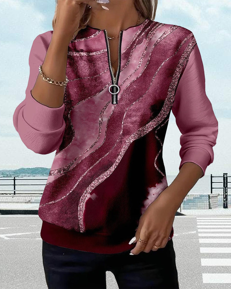 Anna & Rose | Amelienne™ | Half-Zip Sweatshirt with Vintage Print