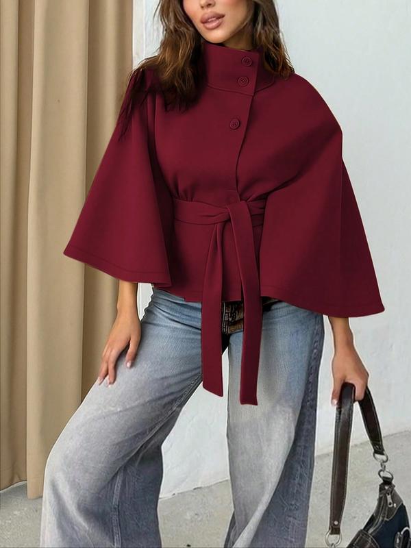 Rosalyn™ - Belted Cape Style Winter Coat