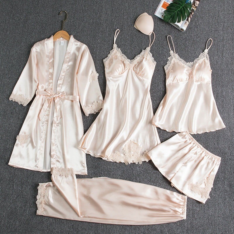 Elegant Women's Nightdress Set - 5 Pieces