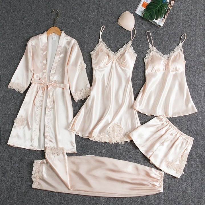 Elegant Women's Nightdress Set - 5 Pieces