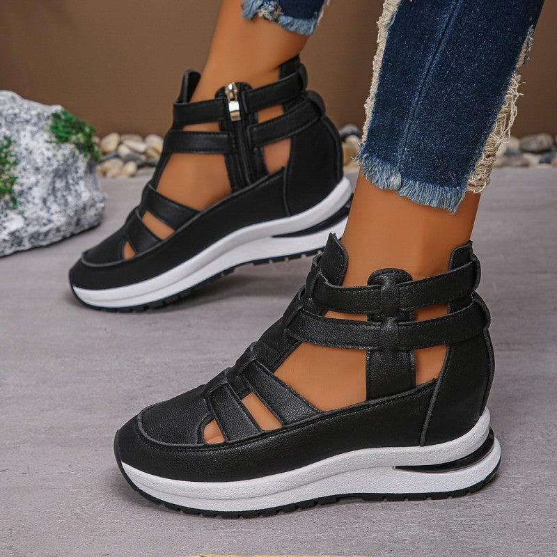 Sandrelle - Lightweight Wedge Zip Sandals
