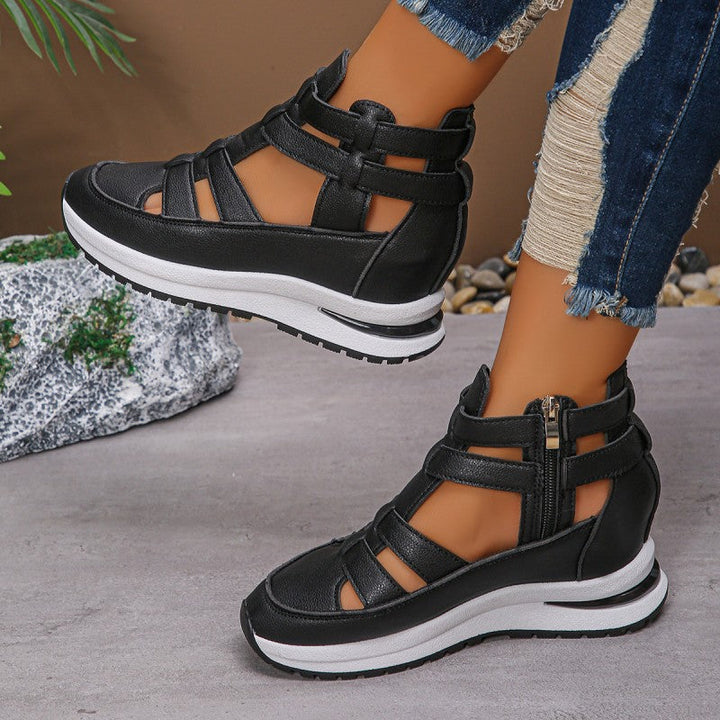Sandrelle - Lightweight Wedge Zip Sandals