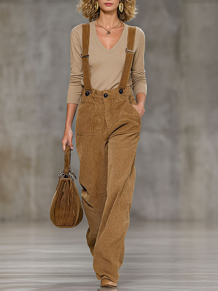 Zariella™ - Corduroy Style Overall Jumpsuit