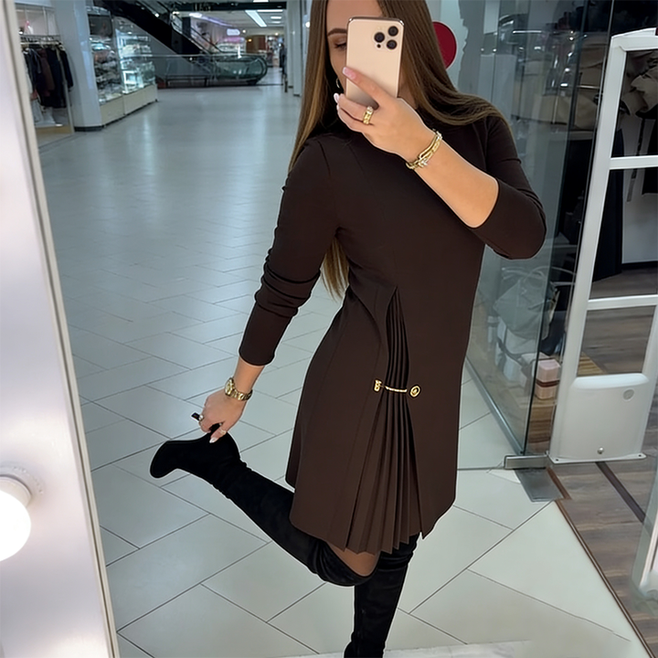 Sylvera - Pleated Long Sleeve Dress