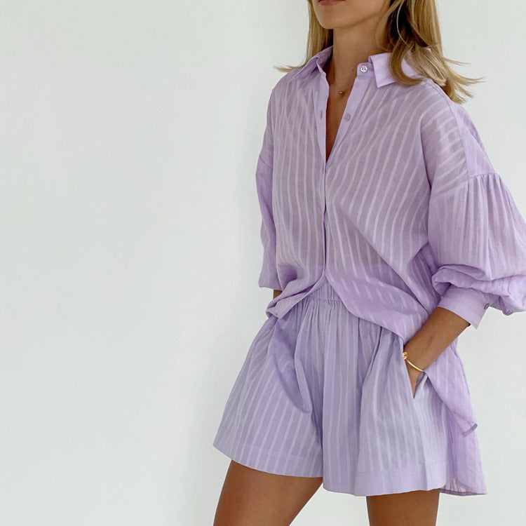 Elowyn™ - Breezy Button-Up and Shorts Set