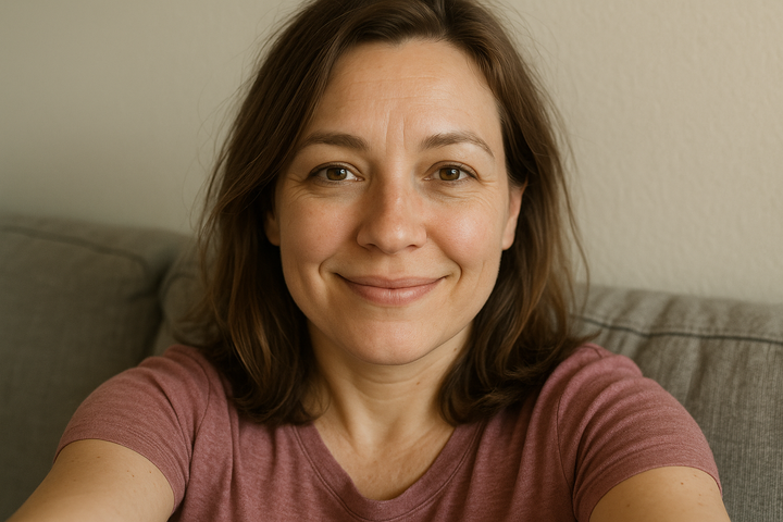 een selfie van een vrouw van +- 40