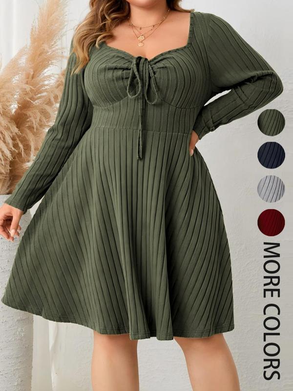 Karelya™ - Plus Size Ribbed Sweetheart A-Line Dress