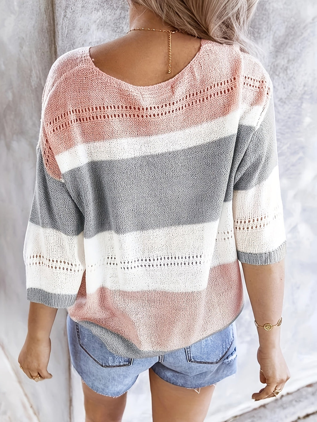 Sorelle - Striped V-Neck Sweater