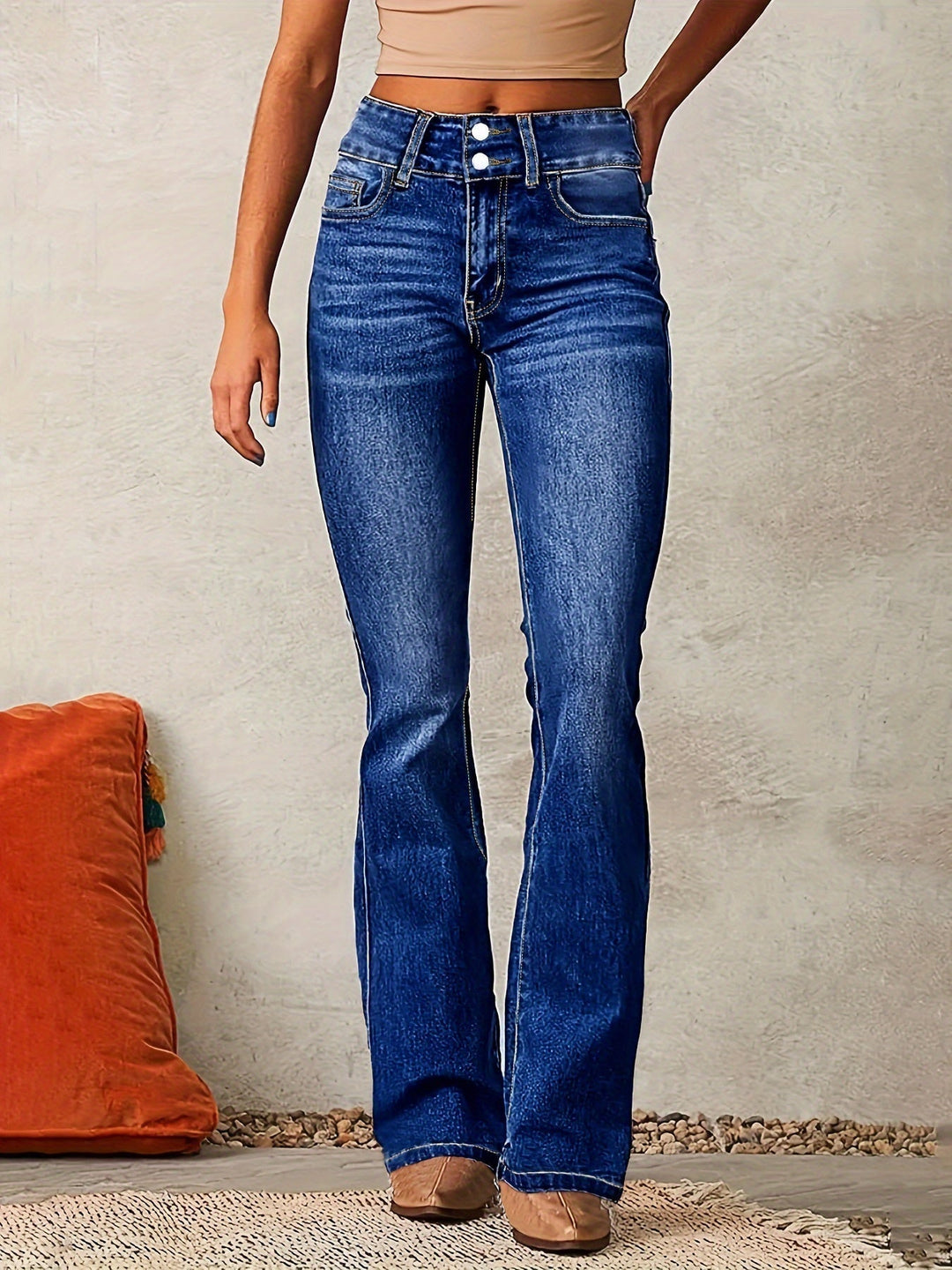 Elviera - High-Waisted Flared Denim Pants